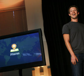 Facebook founder Mark Zuckerberg at the launch of Facebook Places