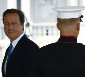 David Cameron arrives at the White House for a meeting with President Barack Obama. (Credit: Reuters)