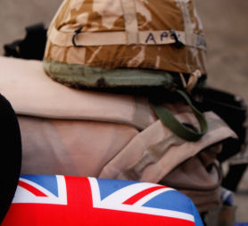 A soldier&apos;s helmet as the death toll in Afghanistan hits 266. (Credit: Getty)