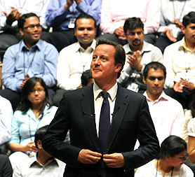 David Cameron speaking during a visit to India