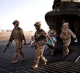 British soldiers carry a stretcher (picture: Getty)