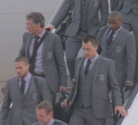 England return home to Heathrow airport after their elimination from the World Cup in South Africa