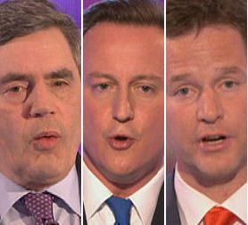 Gordon Brown, Nick Clegg, David Cameron